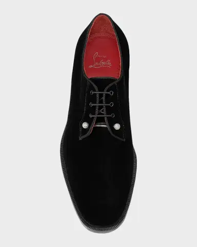 Christian Louboutin Men's Chambeliss Night Strass Velvet Derby Shoes | Thumbnail 5 Christian Louboutin Men's Chambeliss Night Strass Velvet Derby Shoes | Thumbnail 5