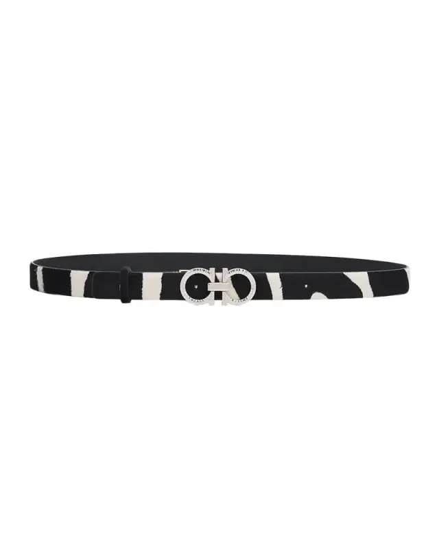 Ferragamo Donna Pony Hair Double Gancini Belt