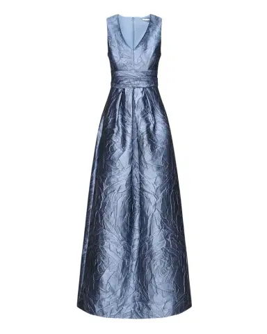 Kay Unger New York Mariah V-Neck Sleeveless Jacquard A-Line Gown | Thumbnail 1