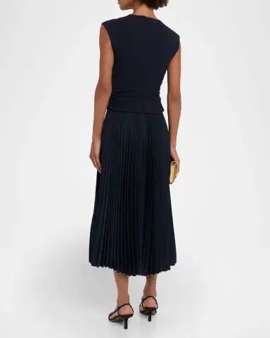 TANYA TAYLOR Carly Sleeveless Pleated Midi Dress | Thumbnail 3 TANYA TAYLOR Carly Sleeveless Pleated Midi Dress | Thumbnail 3