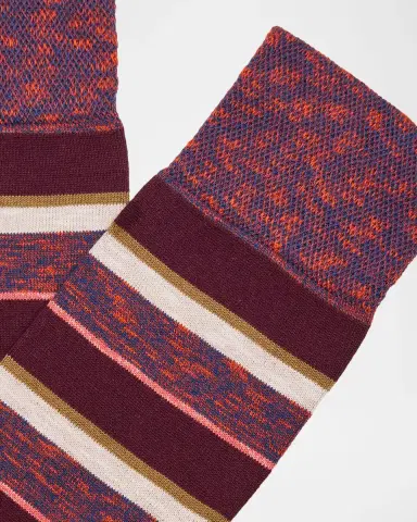 Marcoliani Men 's Multi-Stripe Crew Socks | Thumbnail 2