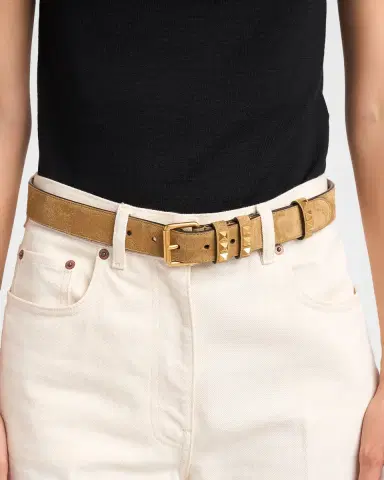 Valentino Garavani Rockstud Suede Belt, 30mm | Thumbnail 2