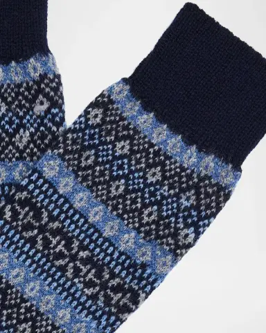 Pantherella Men's Sherborne Cashmere Fair Isle Crew Socks | Thumbnail 2