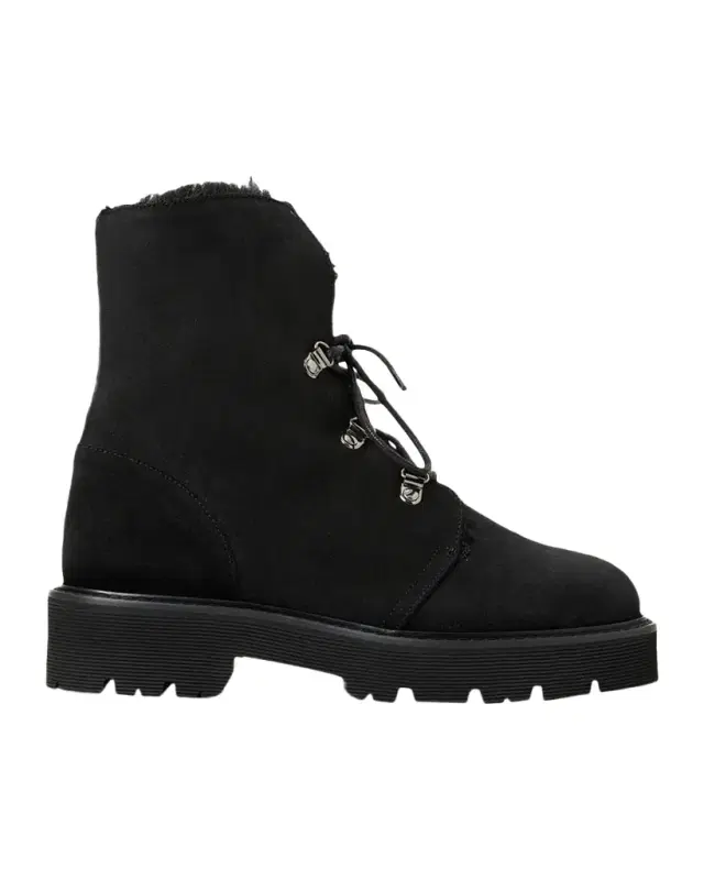 Aquatalia Eva Faux Shearling-Lined Suede Hiker Booties