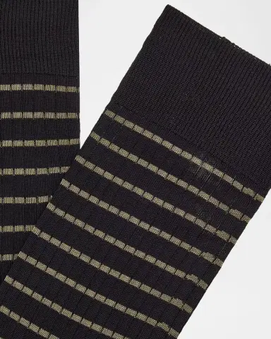 Pantherella Men's Downe Fine Stripe Calf-Length Socks | Thumbnail 2 Pantherella Men's Downe Fine Stripe Calf-Length Socks | Thumbnail 2