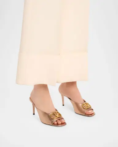 Valentino Garavani 80mm VLogo Signature Metallic Leather Mule Pumps | Thumbnail 2 Valentino Garavani 80mm VLogo Signature Metallic Leather Mule Pumps | Thumbnail 2