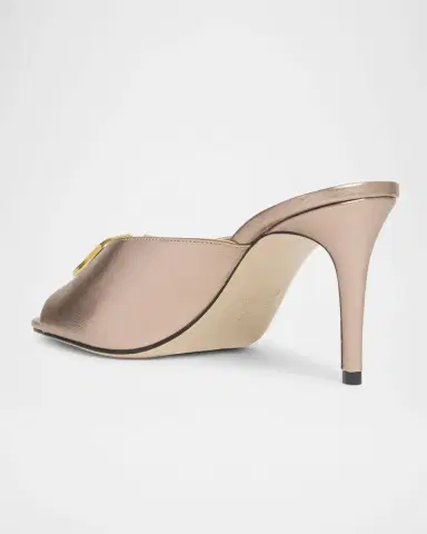 Valentino Garavani 80mm VLogo Signature Metallic Leather Mule Pumps | Thumbnail 4 Valentino Garavani 80mm VLogo Signature Metallic Leather Mule Pumps | Thumbnail 4