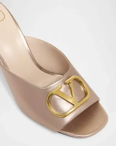 Valentino Garavani 80mm VLogo Signature Metallic Leather Mule Pumps | Thumbnail 5 Valentino Garavani 80mm VLogo Signature Metallic Leather Mule Pumps | Thumbnail 5