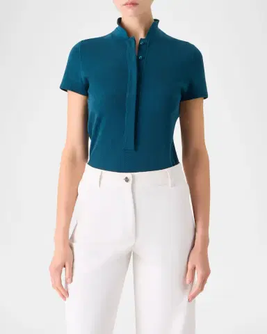 Akris Cotton Pique Short-Sleeve Polo Shirt | Thumbnail 4 Akris Cotton Pique Short-Sleeve Polo Shirt | Thumbnail 4
