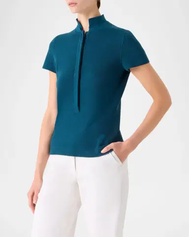 Akris Cotton Pique Short-Sleeve Polo Shirt | Thumbnail 6 Akris Cotton Pique Short-Sleeve Polo Shirt | Thumbnail 6
