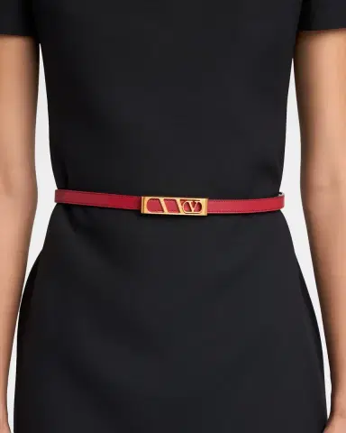 Valentino Garavani VLogo Signature Skinny Calfskin Belt, 15mm | Thumbnail 2