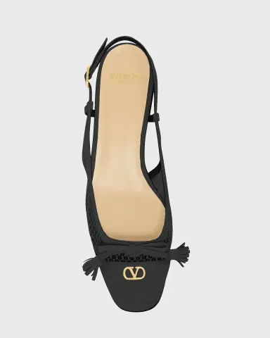 Valentino Garavani 25mm VLogo Signature Valet Mesh and Leather Ballerina Flats | Thumbnail 4 Valentino Garavani 25mm VLogo Signature Valet Mesh and Leather Ballerina Flats | Thumbnail 4