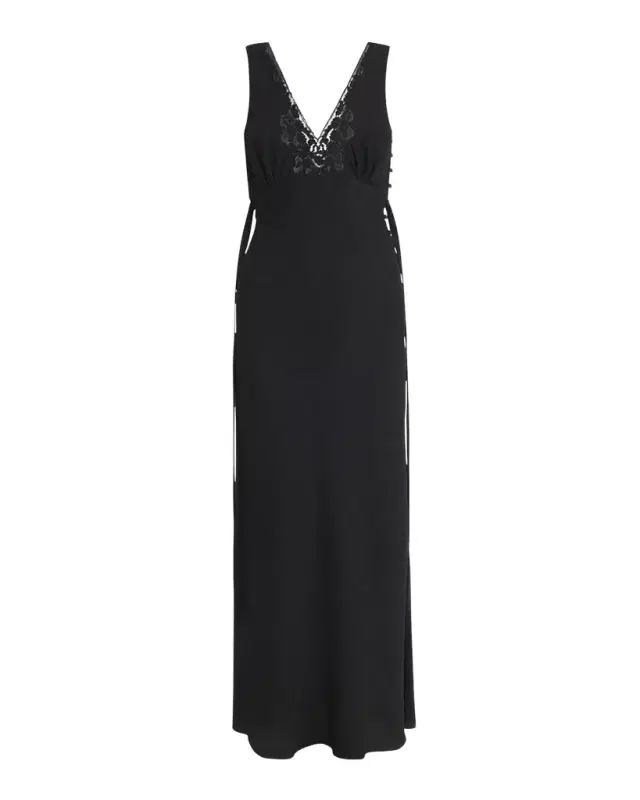 Chloe Silk Jacquard & Lace Sleeveless Column Dress