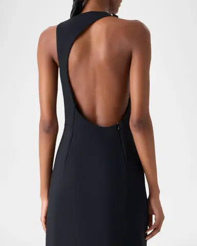 Akris Sleeveless Back-Cutout Wool Slit Gown | Thumbnail 5