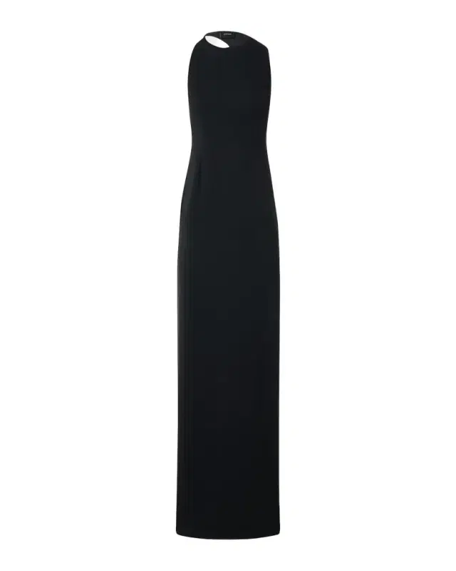 Akris Sleeveless Back-Cutout Wool Slit Gown