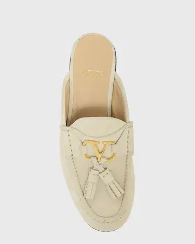 Valentino Garavani VLogo Signature Suede Loafer Mules | Thumbnail 4 Valentino Garavani VLogo Signature Suede Loafer Mules | Thumbnail 4