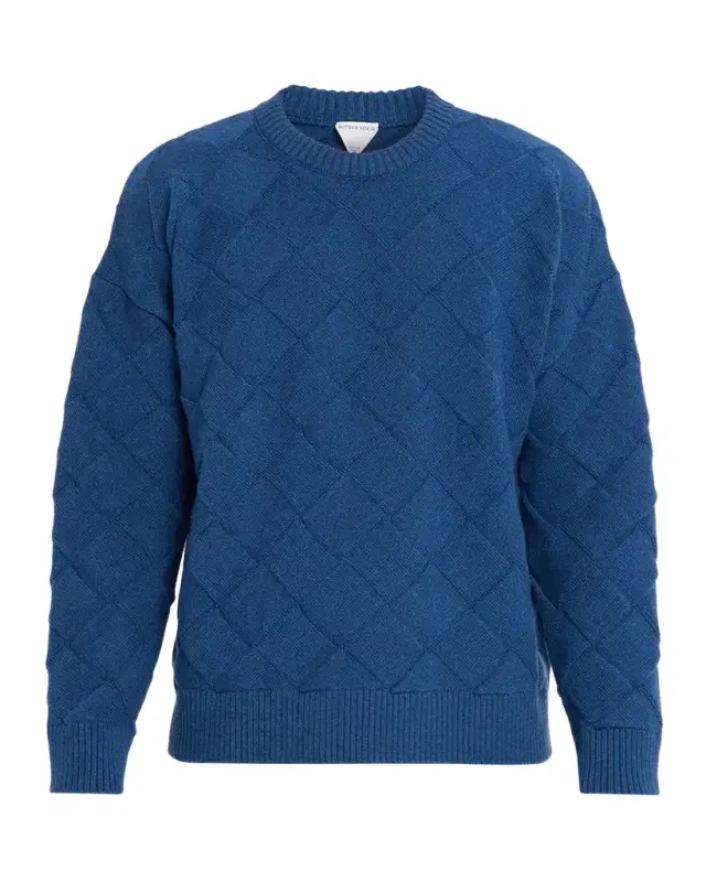 Bottega Veneta Men 's Intrecciato Wool Knit Crewneck Sweater
