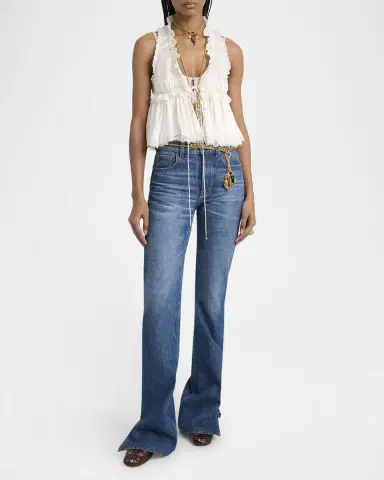 Chloé Ruffle V-Neck Sleeveless Silk Top | Thumbnail 2