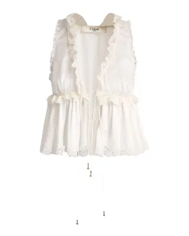 Chloé Ruffle V-Neck Sleeveless Silk Top | Thumbnail 1
