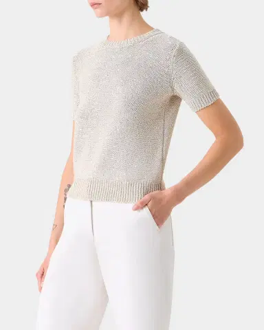 Akris Paillette Linen-Cotton Short-Sleeve Sweater | Thumbnail 6 Akris Paillette Linen-Cotton Short-Sleeve Sweater | Thumbnail 6