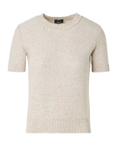 Akris Paillette Linen-Cotton Short-Sleeve Sweater | Thumbnail 1 Akris Paillette Linen-Cotton Short-Sleeve Sweater | Thumbnail 1