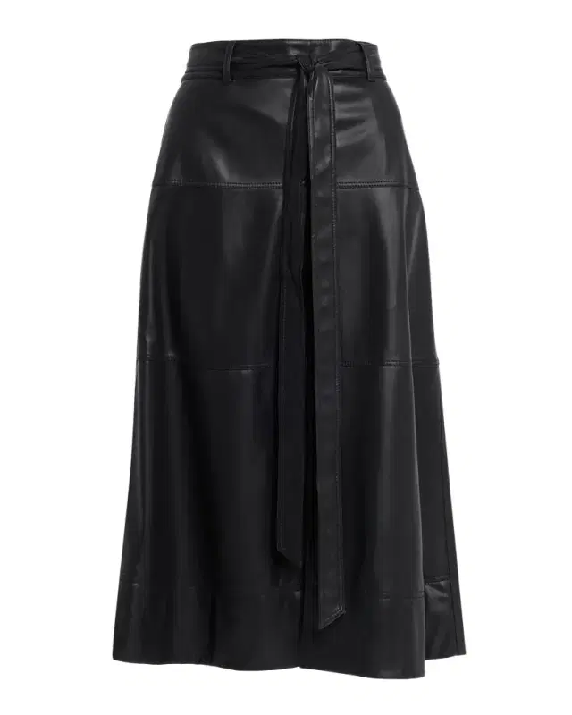 Tanya Taylor Hudley Vegan Leather Midi Skirt