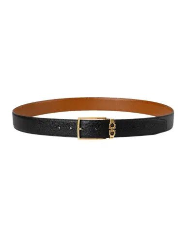 Ferragamo Men's Reversible Hammered Calfskin Gancini-Loop Belt | Thumbnail 1 Ferragamo Men's Reversible Hammered Calfskin Gancini-Loop Belt | Thumbnail 1
