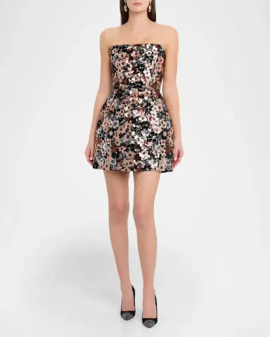 Bronx and Banco Maraya Strapless Floral Sequin Fit & Flare Mini Dress | Thumbnail 2 Bronx and Banco Maraya Strapless Floral Sequin Fit & Flare Mini Dress | Thumbnail 2