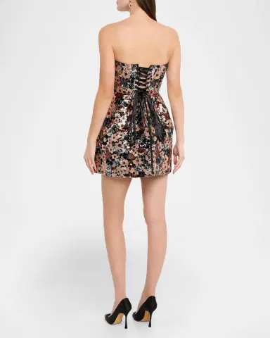 Bronx and Banco Maraya Strapless Floral Sequin Fit & Flare Mini Dress | Thumbnail 3 Bronx and Banco Maraya Strapless Floral Sequin Fit & Flare Mini Dress | Thumbnail 3