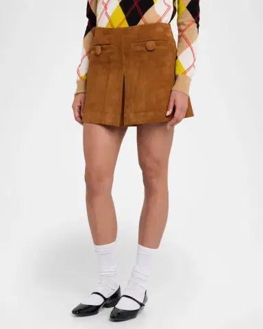 Marc Jacobs Suede Pleat Mini Skirt | Thumbnail 3