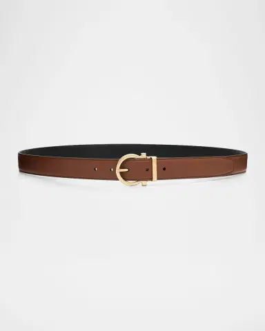 Ferragamo Men's Reversible Leather Gancini-Buckle Belt | Thumbnail 2 Ferragamo Men's Reversible Leather Gancini-Buckle Belt | Thumbnail 2