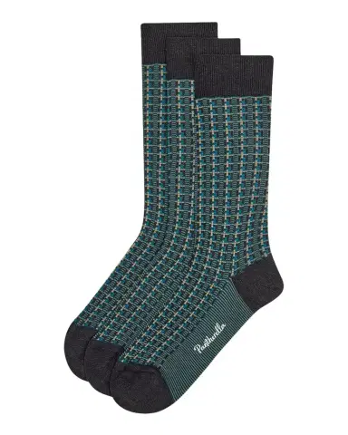 Pantherella Men's Randolph Vertical Box Jacquard Crew Socks | Thumbnail 1 Pantherella Men's Randolph Vertical Box Jacquard Crew Socks | Thumbnail 1
