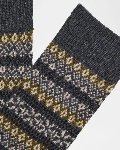 Pantherella Men's Sherborne Cashmere Fair Isle Crew Socks | Thumbnail 2