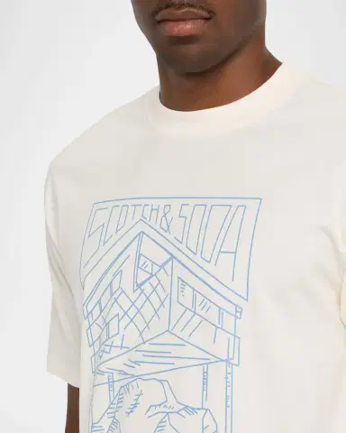 Scotch & Soda Men's Relaxed Fit Linework Logo T-Shirt | Thumbnail 5