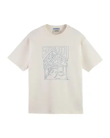 Scotch & Soda Men's Relaxed Fit Linework Logo T-Shirt | Thumbnail 1