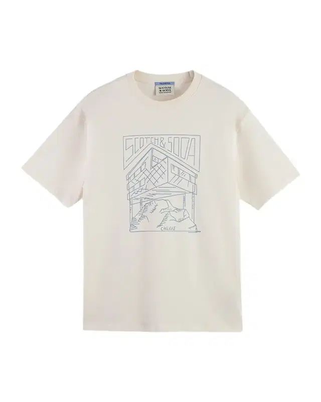 Scotch & Soda Men 's Relaxed Fit Linework Logo T-Shirt