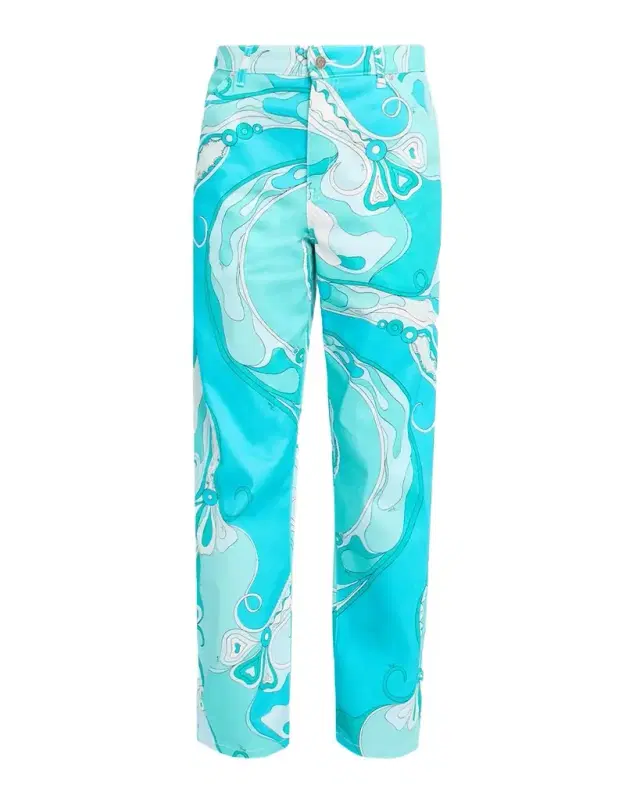 Orchidee-Print Straight-Leg Cotton Pants