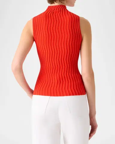 Akris Mock-Neck Wave Knit Sleeveless Top | Thumbnail 3 Akris Mock-Neck Wave Knit Sleeveless Top | Thumbnail 3