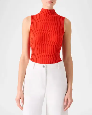 Akris Mock-Neck Wave Knit Sleeveless Top | Thumbnail 4 Akris Mock-Neck Wave Knit Sleeveless Top | Thumbnail 4