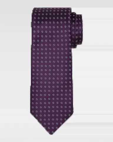 Charvet Men's Micro-Geometric Jacquard Silk Tie | Thumbnail 2