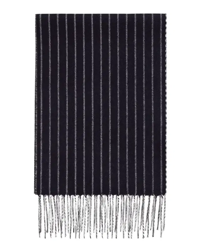 Men 's Lizard Solid to Stripe Double-Face Silk and Cashmere Scarf