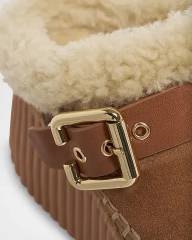 Chloé Nama Suede Shearling-Lined Platform Clogs | Thumbnail 5 Chloé Nama Suede Shearling-Lined Platform Clogs | Thumbnail 5