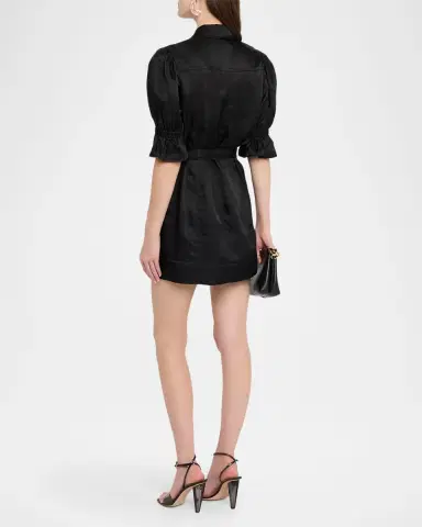 Cinq à Sept Holly Puff-Sleeve Zip-Front Mini Dress | Thumbnail 3