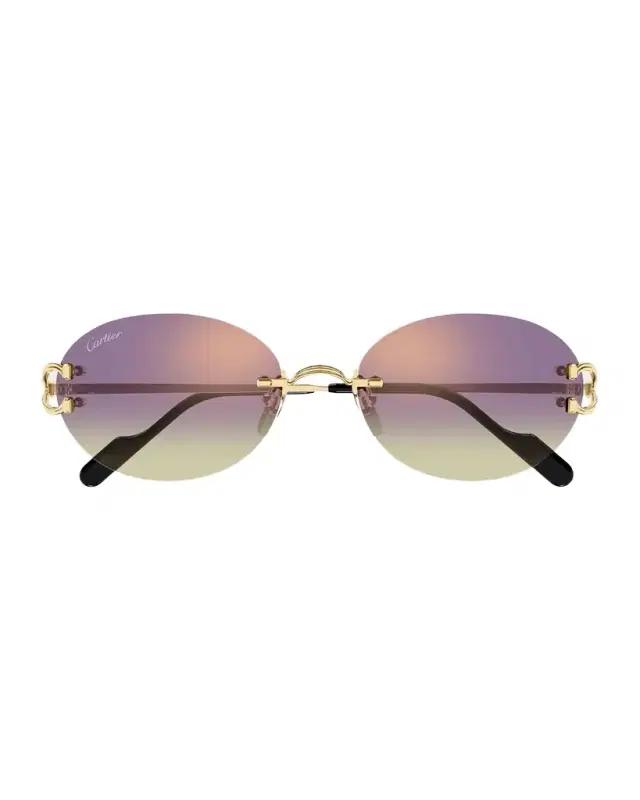 Cartier Classic C Motif Rimless Round Metal Sunglasses