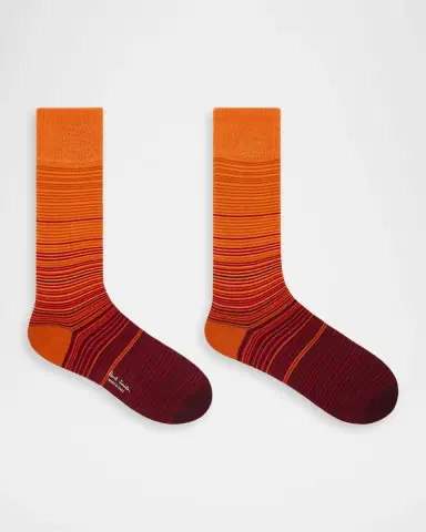 Paul Smith Men's Marcel Ombre Thin Stripe Cotton Crew Socks | Thumbnail 3