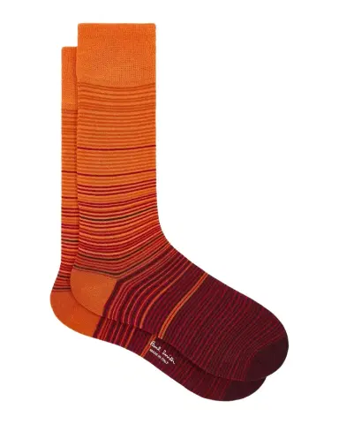 Paul Smith Men's Marcel Ombre Thin Stripe Cotton Crew Socks | Thumbnail 1