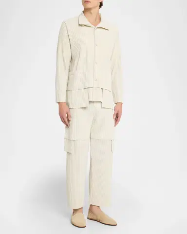 Homme Plissé Issey Miyake Men 's Multi-Pocket Pleated Button-Down Shirt | Thumbnail 2