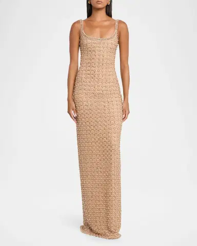 Pamella Roland Crystal Embroidered Tulle Column Gown | Thumbnail 4 Pamella Roland Crystal Embroidered Tulle Column Gown | Thumbnail 4