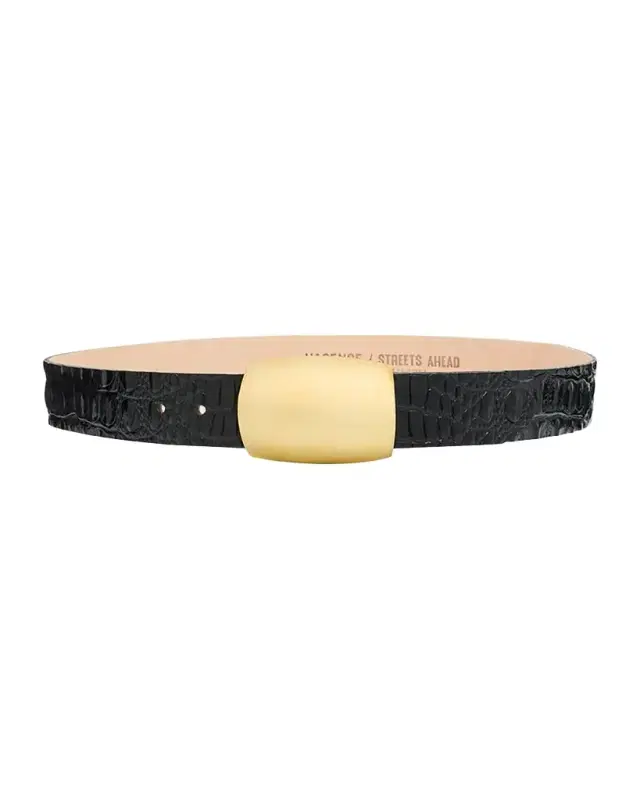 L 'Agence Milou Croc-Embossed Leather Belt