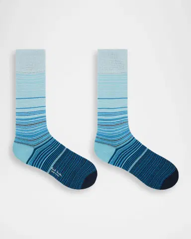 Paul Smith Men's Marcel Ombre Thin Stripe Cotton Crew Socks | Thumbnail 3